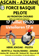 ascain force basque pelote au fronton chourio 17 juillet 19h30